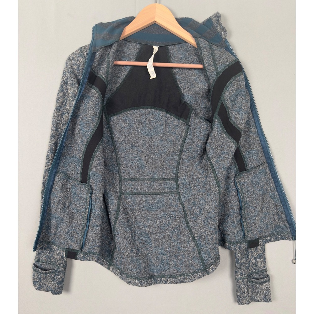 Lululemon Define Jacket Blue Grey Paisley Space Dye Full Zip Track Jacket Size 6 - Picture 3 of 6
